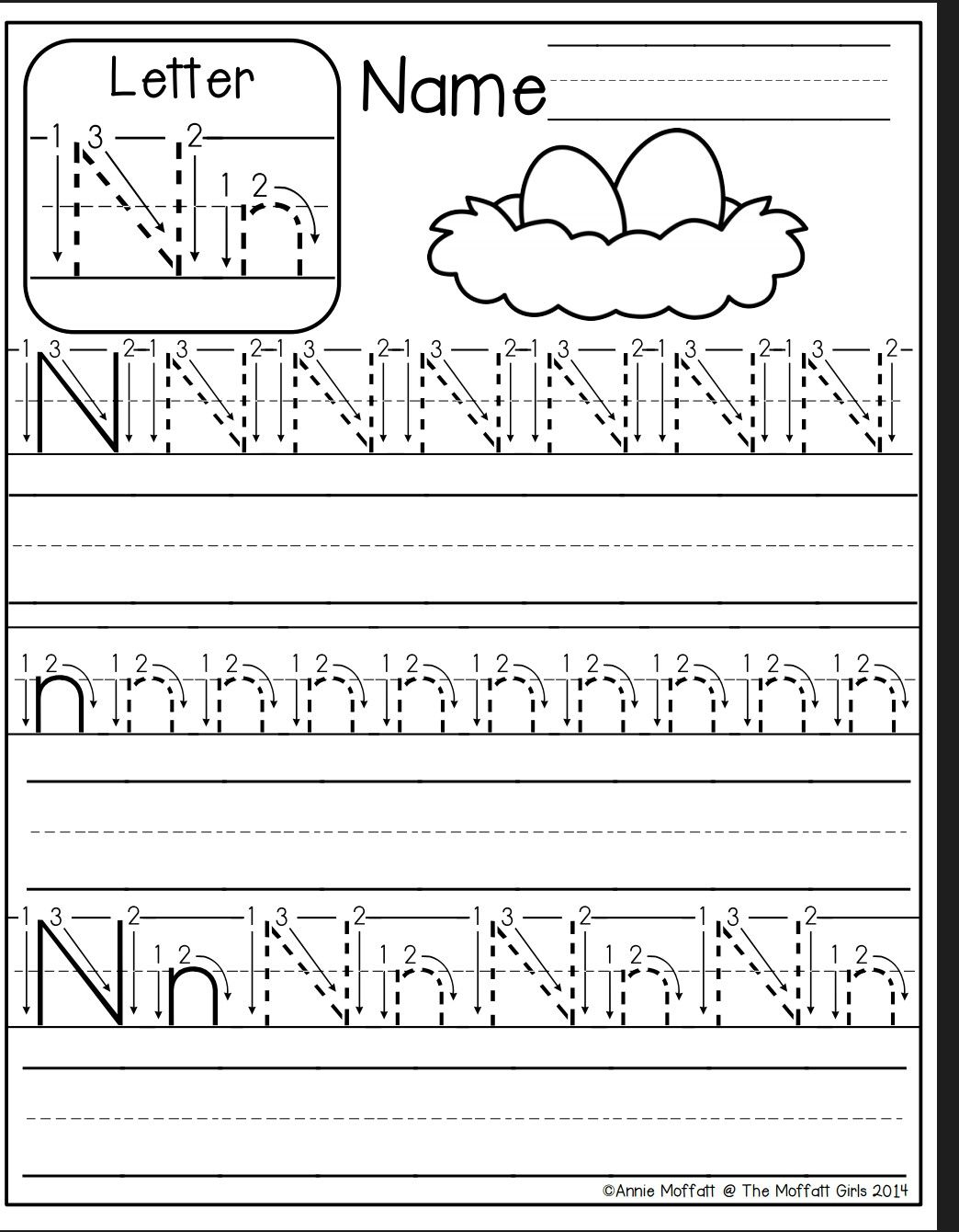 Tracing Letter N Worksheets For Preschool - Tracinglettersworksheets.com