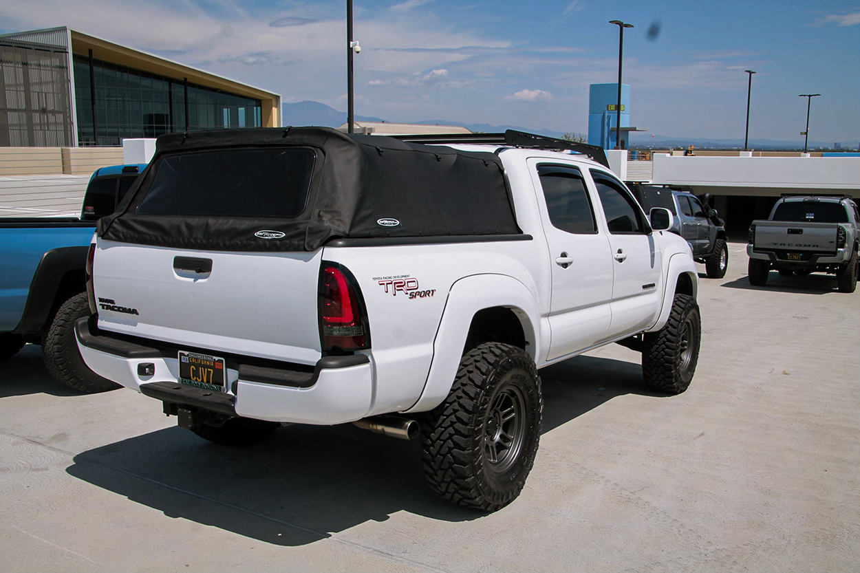 Super White 2nd Gen Tacoma With Softopper Truck Bed Topper