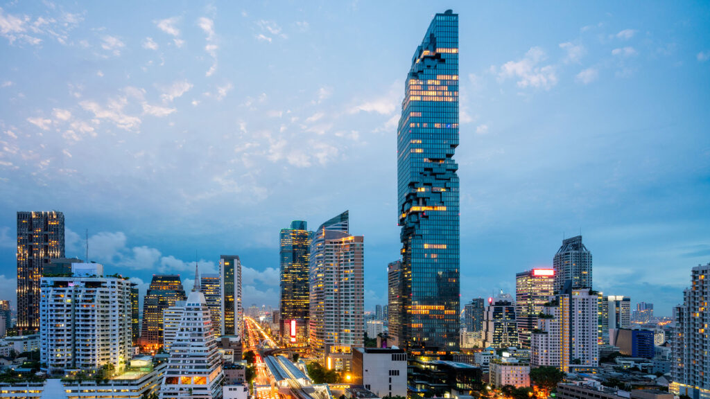 Aerial view of skyscrapers in Bangkok, Thailand