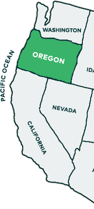 Oregon is on the west coast between Washington and California