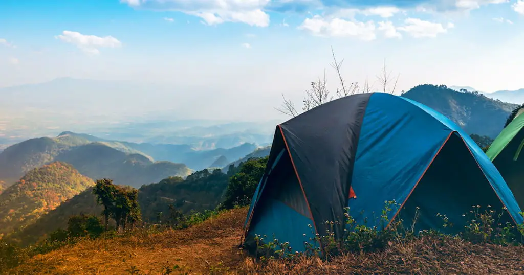 Temporary tent accommodation for tourists who like nature located on high mountain