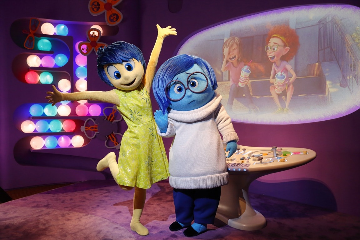 Visit characters like Joy and Sadness from "inside Out" at the Epcot Character Spot in the heart of Future World