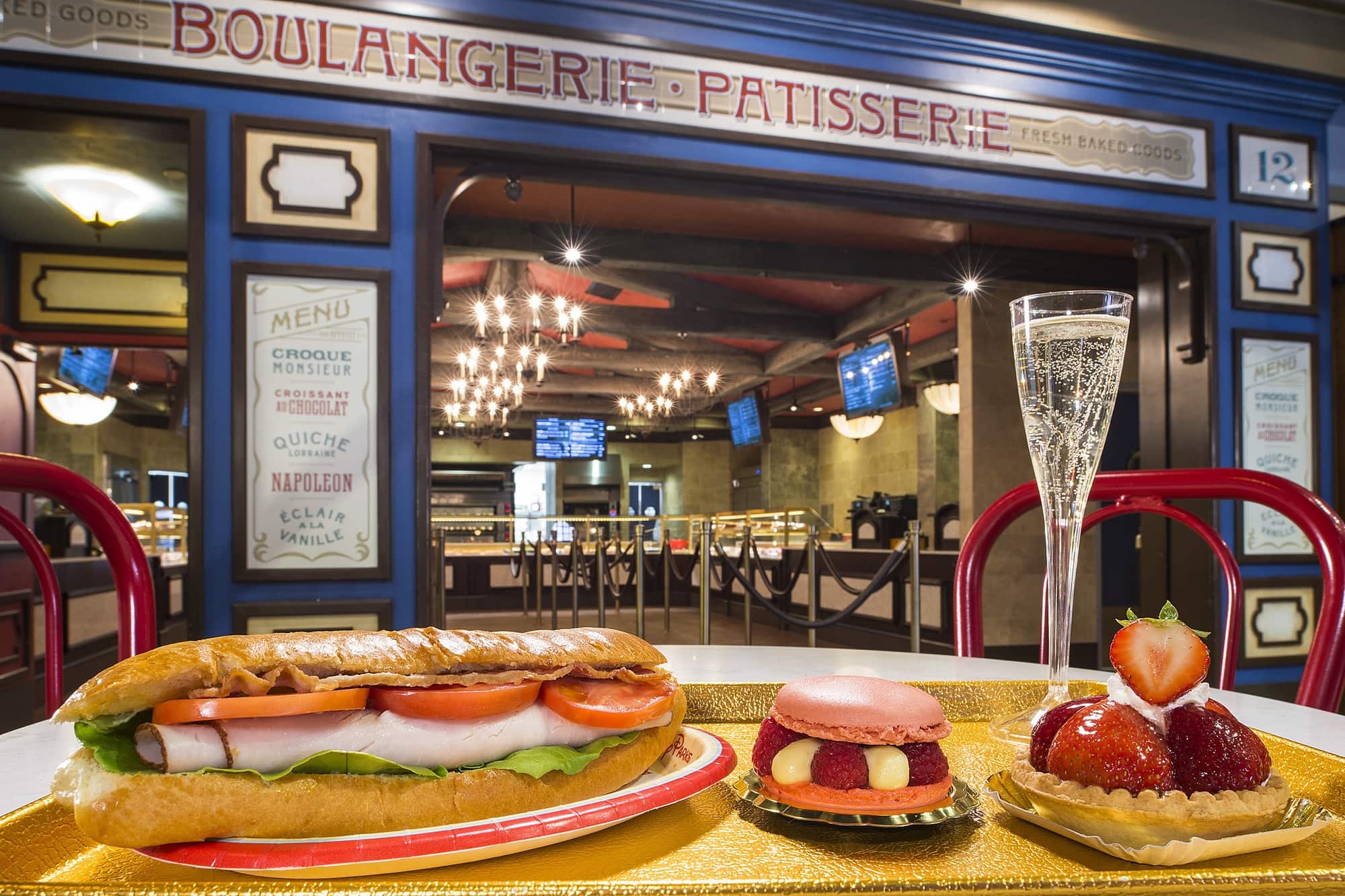 An array of tempting fare in the France pavilion at Epcot with kids