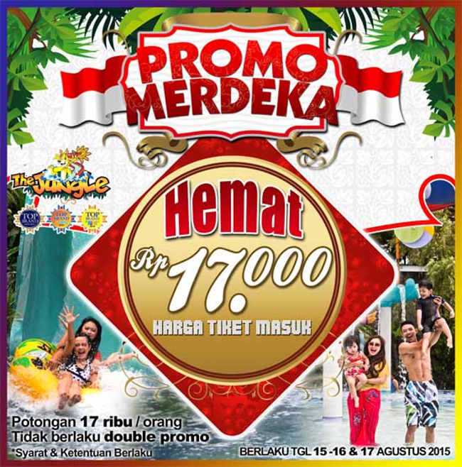 Promo Jungle Bogor Waterpark diskon Rp 17.000 khusus hari kemerdekaan.