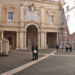 The courtyard is full of statues