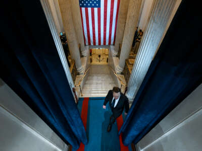 Elon Musk arrives for the inauguration of U.S. President Donald Trump in the U.S. Capitol Rotunda on January 20, 2025, in Washington, D.C.