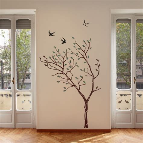 Large Tree with Birds Wall Stencil - Reusable stencil for better than ...