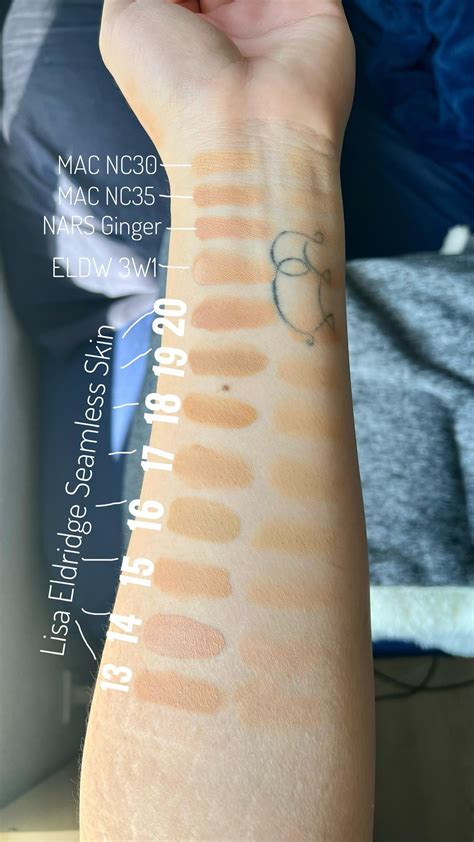 Lisa Eldridge Seamless Skin Foundation shades #13-20 with comparisons ...