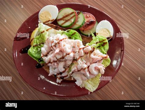 open prawn salad sandwich Stock Photo - Alamy