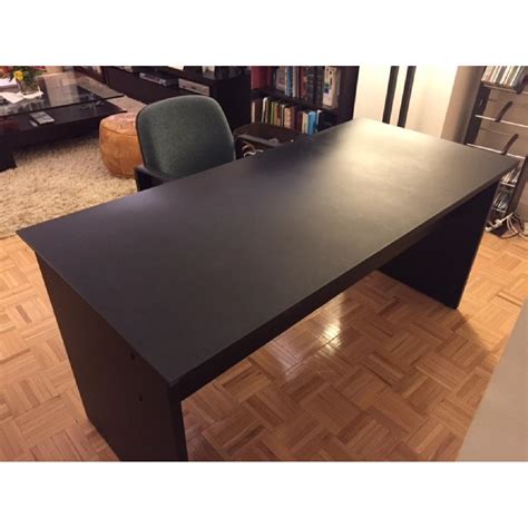 Modern Black Wood Office Desk - AptDeco