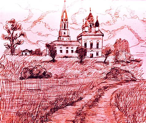 Russian landscape Drawing by Lana Sylber | Fine Art America