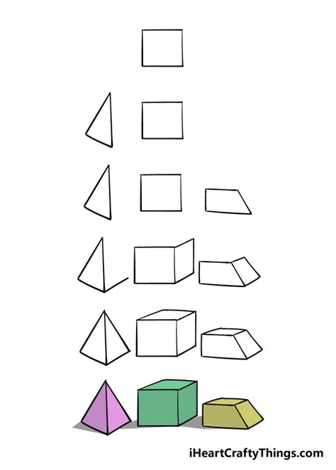 3D Shapes Drawing - How To Draw 3D Shapes Step By Step