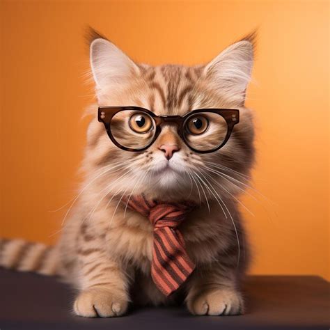 Premium AI Image | Closeup portrait of funny cat wearing glasses ...