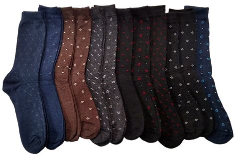 12 Pairs of Men's Patterned Dress Socks, Cotton Blend, Sock Size 10-13 ...