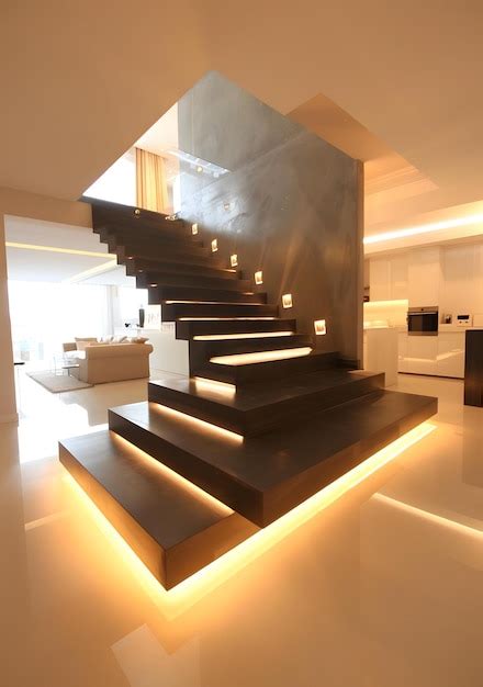 Modern Staircase with Led Lighting | Premium AI-generated image