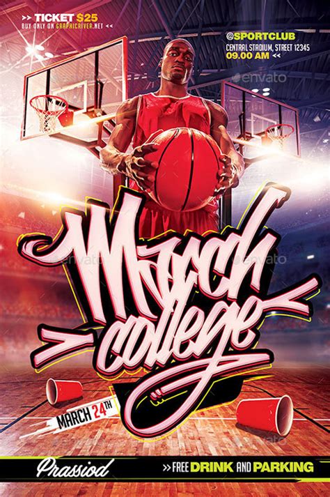 March College Basketball Flyer Template for Sport Events - FFFLYER