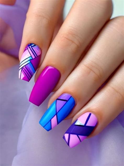 95+ Cute Pink Purple and Blue Nail Designs and Ideas | Sarah Scoop