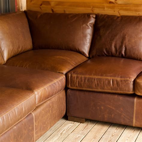 Taylor Deluxe Leather Sectional Sofa | Rustic Leather Sectional ...