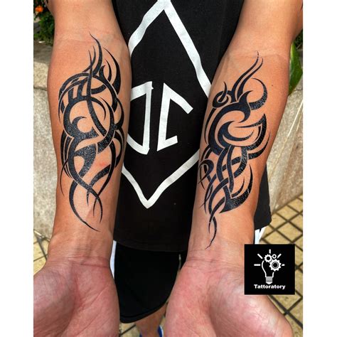 Large Temporary Tribal Tattoo on Forearm for Men, Fake Tattoo Tribal ...