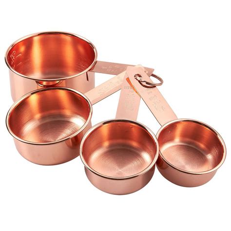 4-Piece Set of Stainless Steel Measuring Cup Set - Copper-Plated Metal ...