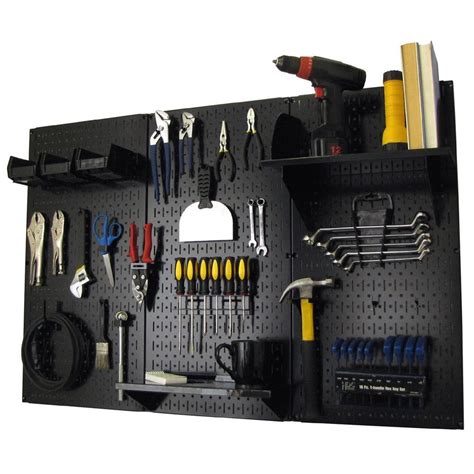 Wall Control 32 in. x 48 in. Metal Pegboard Standard Tool Storage Kit ...