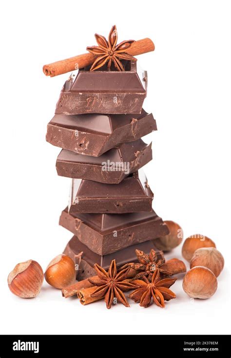 chocolate bars with its ingredients isolated Stock Photo - Alamy