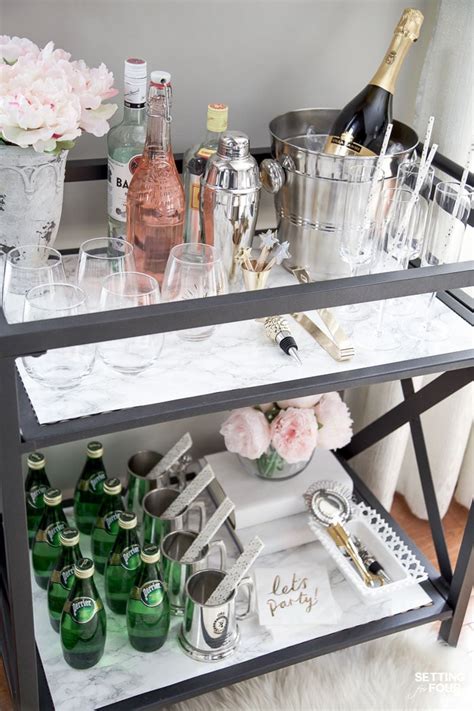 DIY Marble Bar Cart Top and Shelf - Setting For Four Interiors