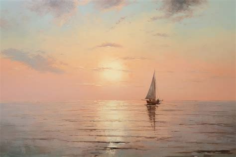 Sunset sea watercraft sailboat painting. | Free Photo Illustration ...