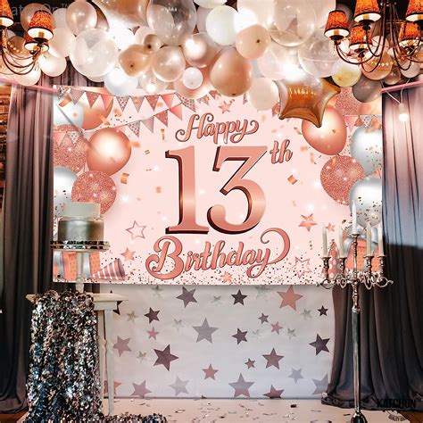 Buy Katchon, Xtralarge Happy 13th Birthday Banner - 72 X 44 Inch, Rose ...