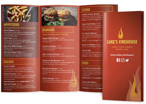 Tri Fold Take Out Menu Template Free