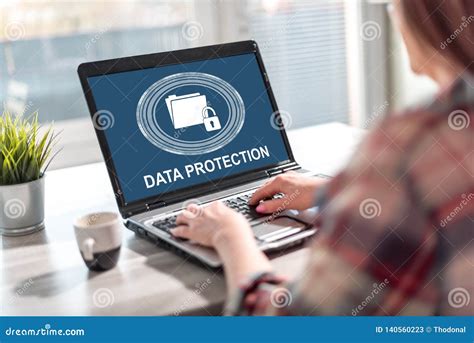 Data Protection Concept on a Laptop Screen Stock Image - Image of ...