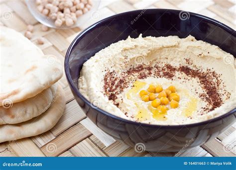 Hummus Served with Pita Bread Stock Image - Image of plate, arab: 16401663