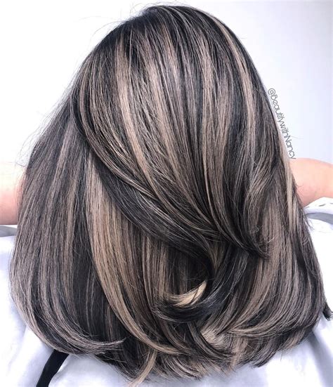 blonde highlights on black hair Blonde hair highlights bob tips short ...