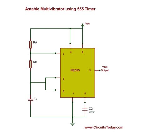 Astable Circuit Diagram 555 Timer