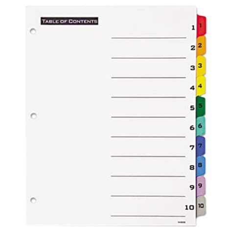 Avery Office Essentials 11671 Table 'n Tabs Multi-Color 10-Tab Dividers ...