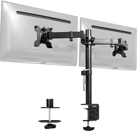 Dual Monitor Desk Arm Stand, HD Fully Adjustable, holds 2 monitors, Bl ...