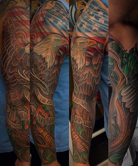 Eagle and American Flag Tattoo by Terry Ribera | Remington Tattoo Parlor