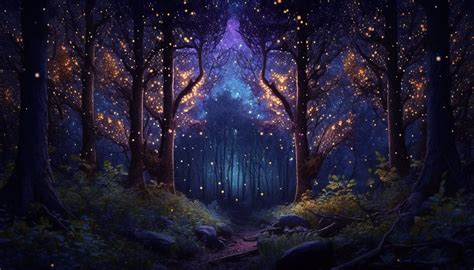 5 Night Forest Wallpaper Images Enchanted Forest Desktop - Etsy