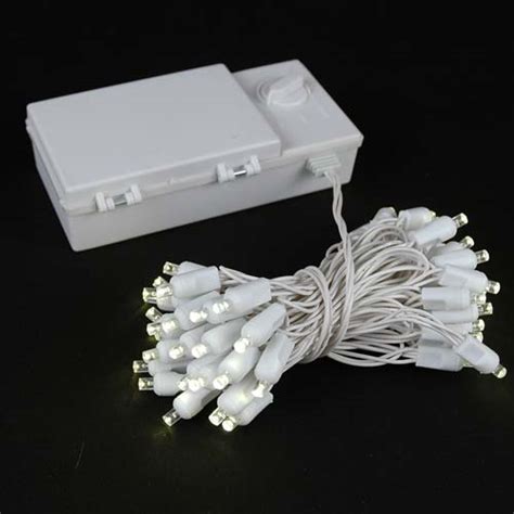 50 LED Battery Operated Christmas Lights Warm White on White Wire ...