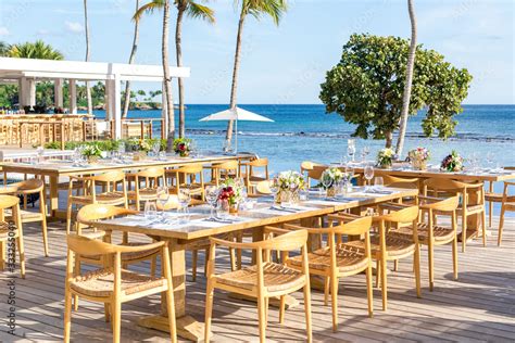 restaurant on the beach Stock Photo | Adobe Stock