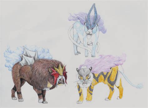 Raikou, Entei and Suicune by yoult on DeviantArt