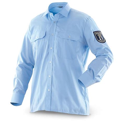 3 New German Police Dress Shirts, Light Blue - 182322, Shirts at ...