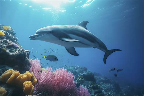 Dolphins swimming in the undersea, Beautiful Underwater and colorful ...