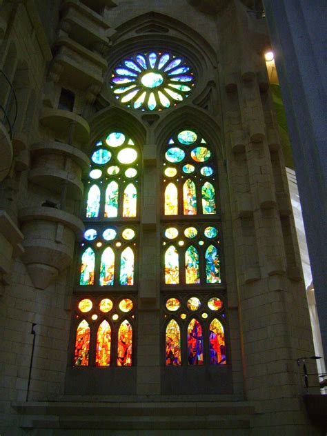 Hmmm: Stained glass window in La Sagrada Familia,...