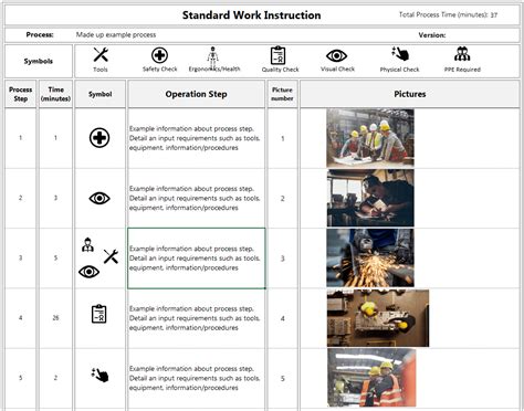 Standard Work Instructions Template (Excel) - Learn Lean Sigma