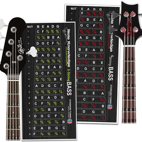 Buy 4 & 5 String Bass Guitar Note Decals/Sticker Combo Pack for ...