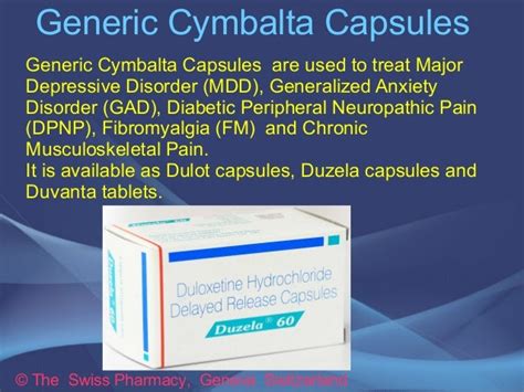 Generic Cymbalta Capsules for Treatment of Major Depressive Disorder