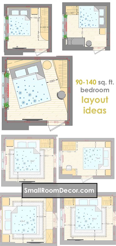 16 standart and 2 extreme Small Bedroom Layout Ideas [from 65 to 140 sf]