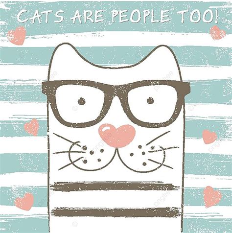 Cute Cat With Glasses Illustration Pets Drawing Vector, Illustration ...