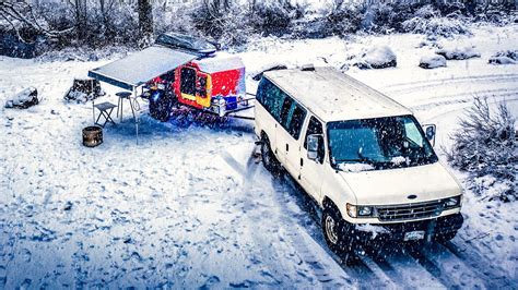 Cold Winter Camping in Ford Transit Camper - Off Grid Living